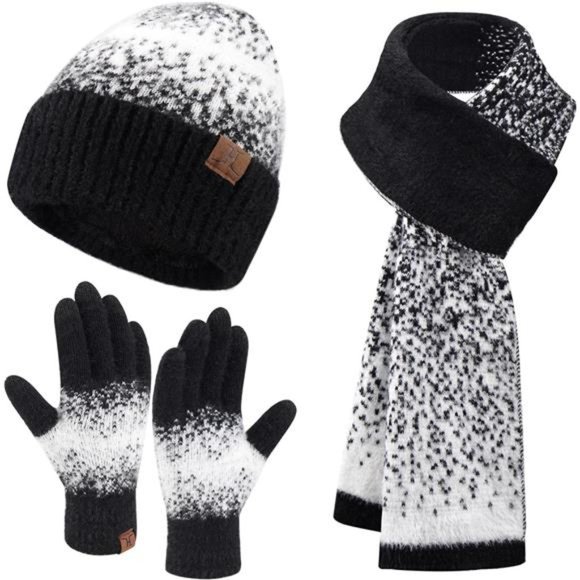 Winter Knit Beanie Hats Gloves Scarf Sets for Women main image 4